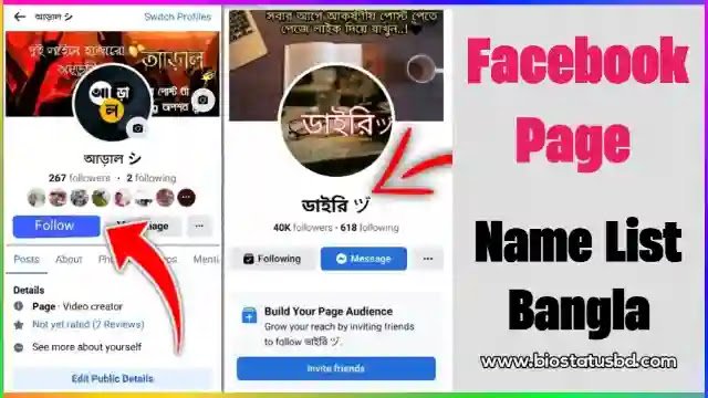 Facebook Page Name List Bangla - ফেসবুক পেজের নামের তালিকা
